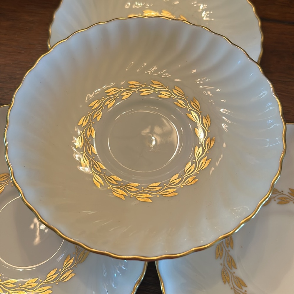 Minton China Gold Cheviot Saucers